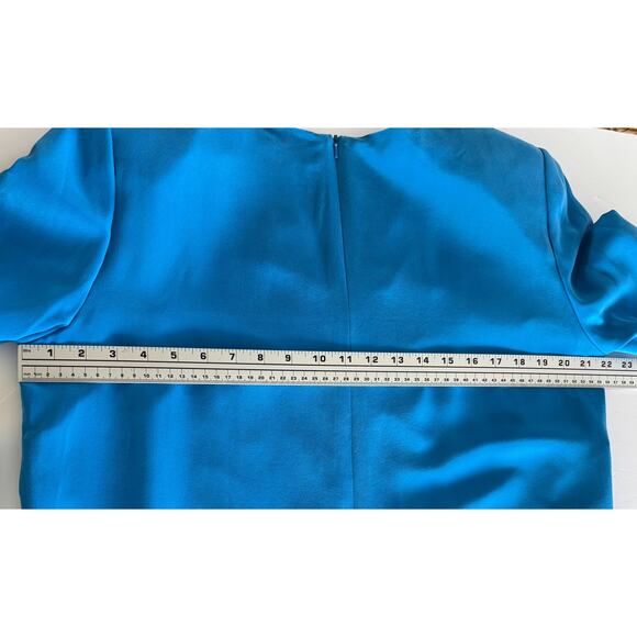 Shomi by Miller Shor 100% Silk Blue Sheath Dress Lined Short Sleeve Size 14 NWT - Picture 9 of 9